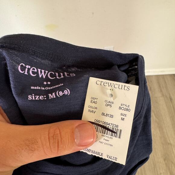 Crewcuts By J.Crew Heart Pocket Tee Girls M Navy Short Sleeve Pullover Crew Neck - Picture 3 of 7